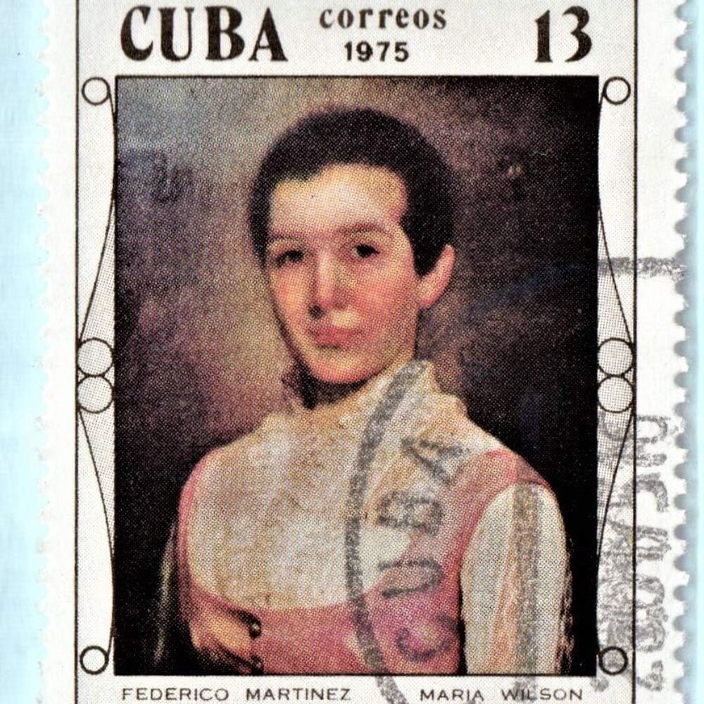 Framed Collectible Cuban Postage Stamp